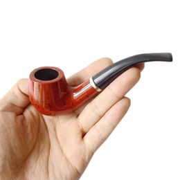 Wholesale- Vintage Durable Woody Break in Tobacco Pipe For Smoking with Leather Case 9IKQ