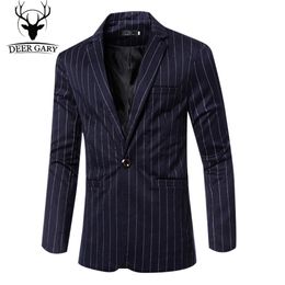 Wholesale- 2016 New Mens Striped Blazers Jackets High Quality Single Button Men Blazer Slim Fit Costume Homme Casual Suits Size M-3XL