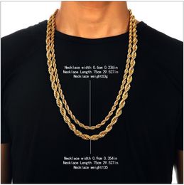 Hot 6-9mm Gold Plated Metal Braid Twist Chain 29.5 Inch For Men/Women Stunning Fashion Cool Jewelry