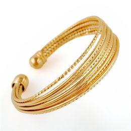 Europe and America High End 18K Yellow Gold Plated Bangle Bracelets for Bride for Wedding Women Charming Bracelets Bangless