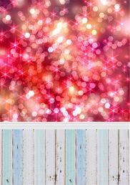 Glitter Red Polka Dots Photography Backdrops Wood Flooring Baby Newborn Family Pictures Photo Shooting Background Bokeh