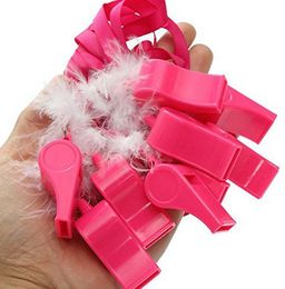 Pink Fluffy feather whistle blowing fun whistle necklace hen party night do accessory stage funny joke noise maker concert cheer props gift