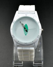 Fashion Women Men Unisex clover 3 Leaves leaf style Silicone Strap Analogue Quartz Wrist watch watches AD01298p
