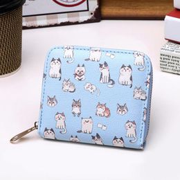 Cute Small Cat kitten Zipper Short Wallet Clutch Bag Girls Kids Women Leather Coin Purse Card Holder New Cartoon Lovely Purse