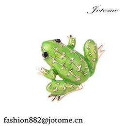 100PCS/Lot 1.2" 1.6" Black Eyed Green Frog Brooches Enamel Animal Brooch Pin For Women