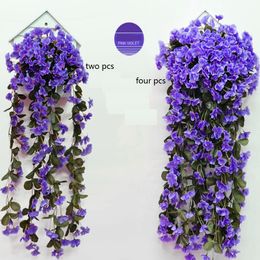 wedding arches Violet hanging flower of bracketplant Flower Wisteria Vine flower Rattan for Wedding Centerpieces garland Home Ornament HH07