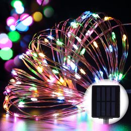 solar power Christmas lights 8 Colours 10m 100 LED Copper Wire String Light Starry