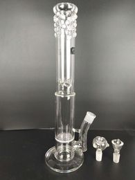 high:45 cm Honeycomb Bong Manufacture Hot Selling Glass Water Pipe With Tyre Style And Honeycomb Glass Diffuser Percolator Glass Bongs