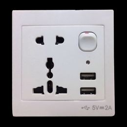 50 pieces International Universal Double USB Outlet Power Wall Socket Plug w Switch new