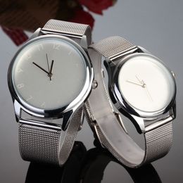 Fashion Brand women men Unisex Lovers' silver Steel Metal Band quartz wrist watch C042837