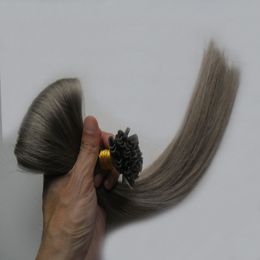 Silver Grey hair extensions fusion extensions 100g U tip hair extension keratine 100s 4B 4C