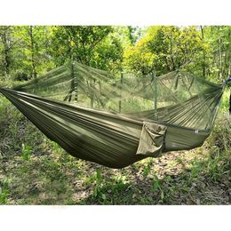 Wholesale- Free Shipping Strength Fabric MosquitoNet Portable Camping Hammock Lightweight Hanging Bed Durable Packable Travel Bed(3 Color)