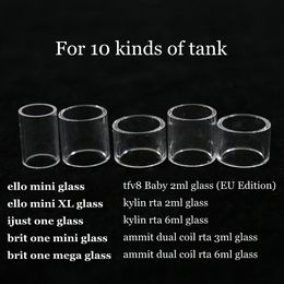 Replacement Glass Tube for Ello mini ello mini XL ijust one brit one mini mega tfv8 Baby kylin rta 2ml 6ml ammit dual coil rta tank