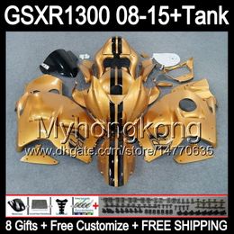 8gifts For SUZUKI Hayabusa GSXR1300 2008 2009 2010 2011 14MY232 gloss gold GSXR-1300 GSX R1300 GSXR 1300 2012 2013 2014 2015 gold Fairing
