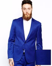Classic Design Groom Tuxedos Groomsmen Two Button Royal Blue Notch Lapel Best Man Suit Wedding Men's Blazer Suits (Jacket+Pants+Tie) K381