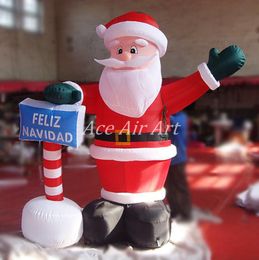 High Quality 3 Meters Tall Ground Inflatable Christmas Santa Claus Feliz Navidad For Decoration Or Advertising On Store