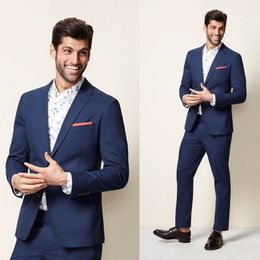 Notched Lapel Blue Tuxedos For Men Side Vent Mens Slim Fit Suits Blazers For Men Two Piece Suit