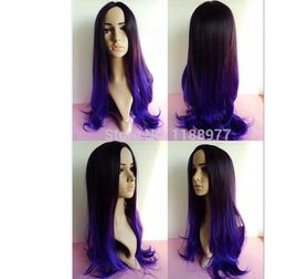 natural toner Canada - cheap synthetic Black purple ombre two toned color 2014 most popular colors for natural hair free wig cap