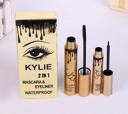 Kylie 2 em 1 Rímel Eyeliner Impermeável Charmoso Olhos Magia Magro e delgado Rímel Eyeliner Cor Preto Kylie Mascara Liquid Gold Body Birt
