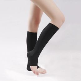 Wholesale- Women Men Knee High Open Toe Elastic Compression Stockings Support Leg Winter
