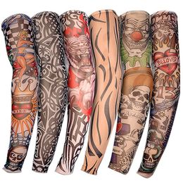 New Nylon Elastic Fake Temporary Tattoo Sleeve Designs Body Arm Stockings Tatoo for Cool Men Women