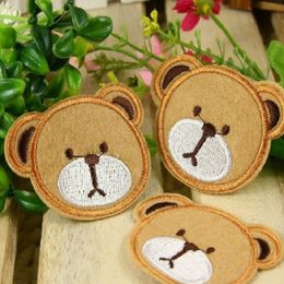 Iron On Patches DIY Embroidered Patch sticker For Clothing clothes Fabric Sewing cartoon bear head design