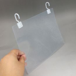 Plastic Supermarket PVC Clear Price Label Paper Promotion Signs Posters Display Protective Cover Holder A4A5/Customized Hanging Hook 10 Sets