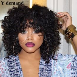 Fashion Afro Wig Deep Wave Short Bob Black Synthetic Wigs Curly Natural Hair For Black Women None Lace Hairstyle In Stock