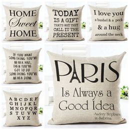 love home cushion cover english letters throw pillow case quote almofada paris fundas cojines decorative pillowcase for chair