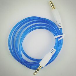 3.5mm Stereo Audio AUX Cable Crystal transparent wire Auxiliary Cords Jack Male to Male 1m 3ft for phone Mobile Phone 1500pcs/lot