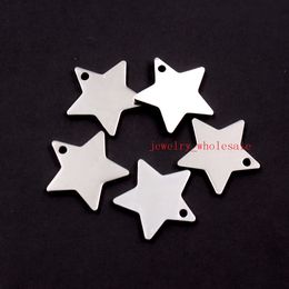 on sale 10pcs/Lot Brand New Smooth 18mm Star pendant stainless steel Silver Tone Fashion Tag Charms Jewelry DIY high polished both polished