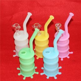 New glow in the dark Mini Silicone Bongs Water Pipes Glass Bongs Dab Oil Rig Silicone Rig hookah shisha Colorful