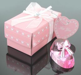 50PCS Wedding Favours Pink Crystal Baby Bootie Ornament in Gift Box Birthday Keepsakes Crystal Shoe Decorations