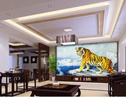 parede tigre selva floresta mural 3d papel de parede papéis de parede em 3D  para TV pano de fundo