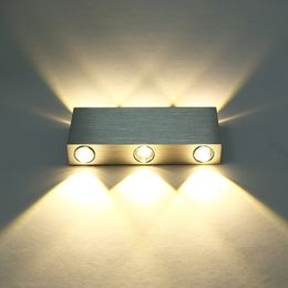 Wall Lamps Modern Pure White 18W High Power 6 LED Up Down Wall Lamp Spot Light Sconce Lighting Convex Mirror Decor