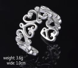 2017 hot sale best price! 925 Sterling Silver Exaggeration 10mm heart Opening ring charms fashion Jewellery 10pcs/lot