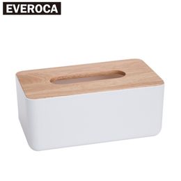 Wholesale- Desktop Plastic Wood lid Cover Storage Tissue Box Drawer Paper Box Multifunction Tissue Box Creative