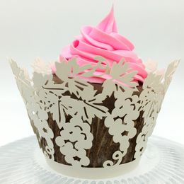 wedding Favours grape Laser cut Lace Cream Cup Cake Wrapper Cupcake Wrappers For Wedding Birthday Party Decoration 12pc per lot