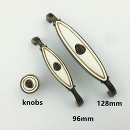 Europen Vintage style rose furniture handles cream ceramic kitchen cabinet drawer pulls knobs bronze dresser door handle 5" 3.75"