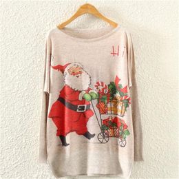 Wholesale- snowshine #3065 Womens Christmas Batwing Long Sleeve Colour Loose Knit Sweater Knitwear Tops free shipping