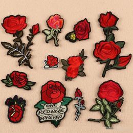 Iron On Patches DIY Embroidered Patch sticker For Clothing clothes Fabric Sewing vintage rose forever design