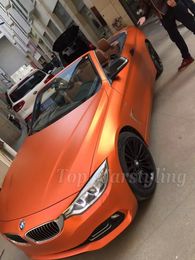 Orange Metallic matte Chrome Vinyl Wrap with Air Bubble Free Full Car Wrap Body Covering Film styling foil 1.52*20M/Roll (5ftx66ft)