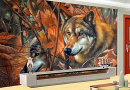 custom photo luxury 3d stereoscopic wallpaper Jungle wolf painting background Wall nonwoven wallpaper