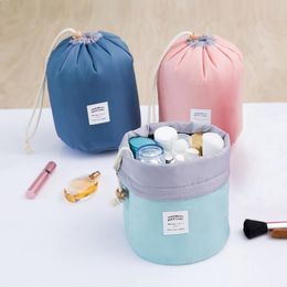 High Capacity Barrel Shaped Travel Dresser Pouch Cosmetic Bag Nylon Waterproof Wash Bag Makeup Organizer Storage Bag