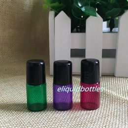 Wholesale Mix Colored 2ml Roll on Roller Bottles For Essential Oils Roller Refillable Perfume Bottles Glass Containers with Black Lid