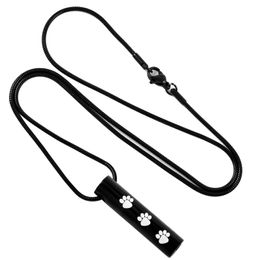 IJD2473 White Paws Printed Black Tube Cremation Necklace Funeral Urn Ashes Holder Keepsake Jewellery