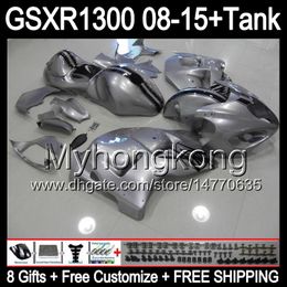 8gifts For SUZUKI Hayabusa GSXR1300 08 15 GSXR-1300 14MY132 gloss grey GSXR 1300 GSX R1300 08 09 10 11 12 13 14 15 Fairing Kit gloss grey