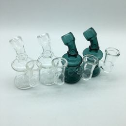 New Mini Glass Bongs Dab Rigs With 14mm Female Joint Clear Green 3.3 Inch Cheap Small Recycler Glass Water Pipes Oil Rigs