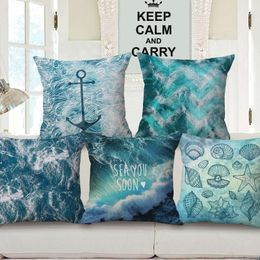 ocean sea cushion cover marine sofa chair throw pillow case nautical anchor almofada decorative cotton linen cojines