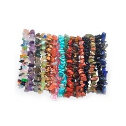 24pc Summer Natural Stone Bracelets Crystal Bracelet Bangles Quartz Gravel Crystal Beads Jewellery Bracelet Men And Women